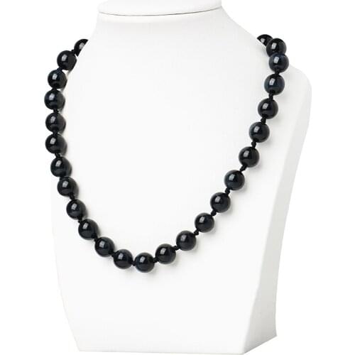 Glittering Black Round Shape Beads Size For 10mm Black Tiger Eyes Stone Making Diy Necklace 18inch Fit Birthday Gifts H417