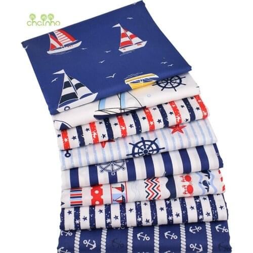 Chainho,2019 Ocean Series,Printed Twill Cotton Fabric,Patchwork Cloth For DIY Sewing Quilting Baby&Childrens Material,100x160cm