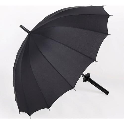Black Umbrella Uv Protection Long Handle Sword Fashion Windproof Business Katana Umbrella Paraguas Mujer Rain Gear BD50UU