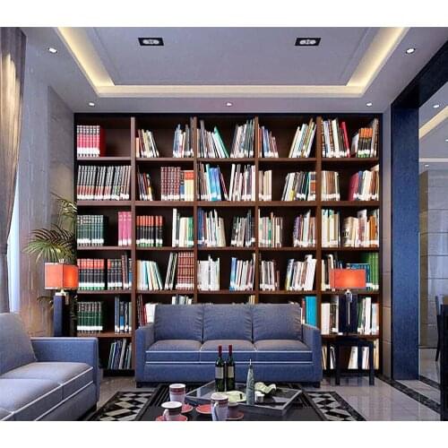 Decorative wallpaper Bookshelf background wall painting