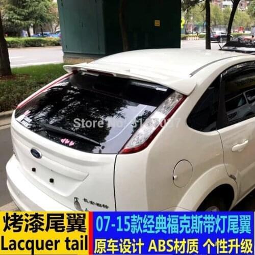 For Ford Focus Spoiler 2007-2011 ABS Plastic Unpainted Color Rear Roof Spoiler Wing Trunk Lip Boot Cover Car Styling