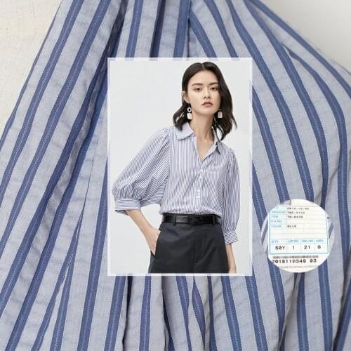 Red Raspberry Blue Stripe Elastic Crepe Cotton Fabrics Garment Materials Summer Women Dress Sewing Cloth Tailor Freeshipping