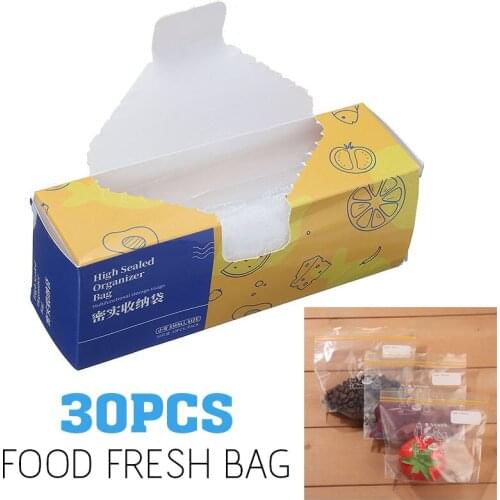30pcs 16*14CM High Sealed Organizer Bag Reusable Food Fresh Storage Bags Leakproof Preservation Bag for Meat Fruits Vegetsbles