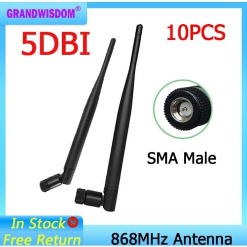 10pcs 868MHz 915MHz Antenna 5dbi SMA Male Connector GSM 915 868 MHz antena outdoor signal repeater antenne waterproof Lorawan
