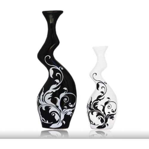 Curve Decorative Ceramic Vase Home Furnishing Abstract Handmade Flower Bottle Flower Arrangement Small Mouth Vase Pure Color