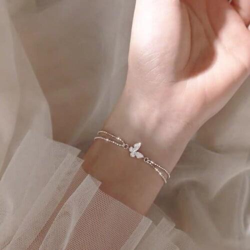 Utimtree Exquisite Bracelets for Women 2020 925 Sterling Silver Jewelry Trendy Butterfly Cubic Zircon Bracelet & Bangles bijoux