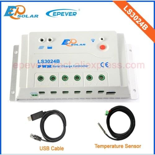 24V Solar battery Controller 30A Free Shipping&high quality LS3024B 30amps USB cable&Temp sensor EPEVER Original factory product