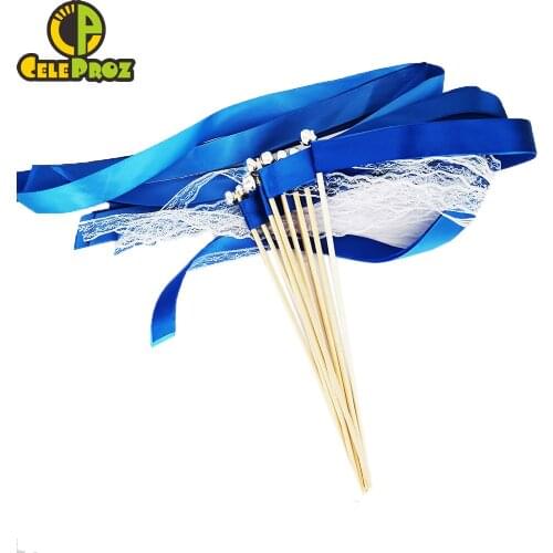 50Pcs Ribbon Wands with Lace Wedding Twirling Streamers Ribbon Stick Streamers Dancing Props Wedding Favors Party Supplies