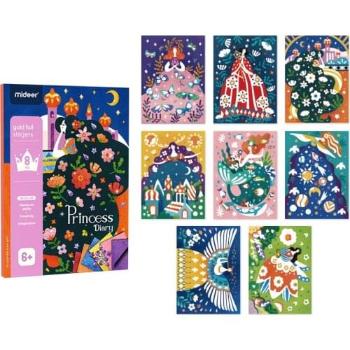 Mideer Kids Colorful Cartoon Children Early Educational Baby Popular Gold Foil Diamond Painting Sticker Game Toys