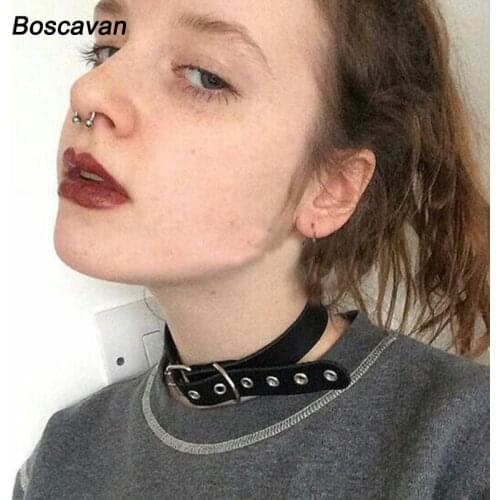 Fashion Women Punk Leather Buckle Choker Gothic Harajuku Leather Collar Necklace Jewelry