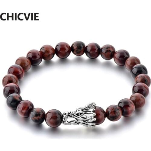 CHICVIE Dragon Head Men Bracelet Natural Stone Charms Bracelets&Bangles Bead For Women Jewelry Making Custom Bracelet SBR190052