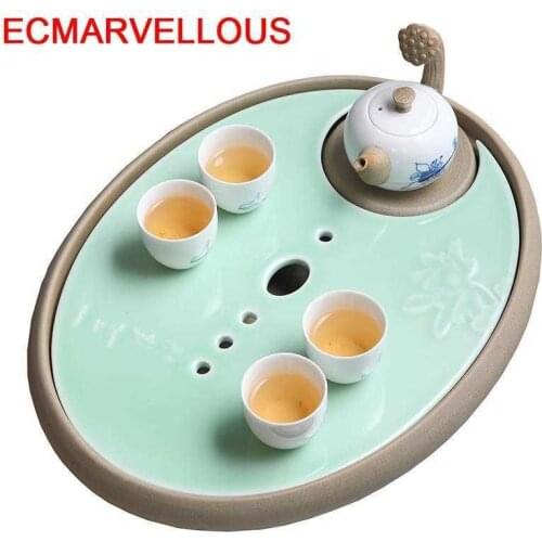 Set Accessories High Dienblad Serviertablett Bandeja Table Teaware Dienbladen Chinese Gongfu Holder Kung Fu Tea Tray