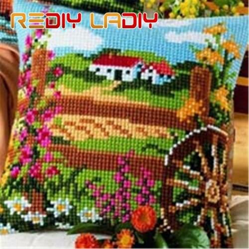 Cross Stitch Cushion Dream Castle Chunky Cross-Stitch Kits Acrylic Yarn Pillow Case Home Decor Sofa Pillows Arts & Crafts