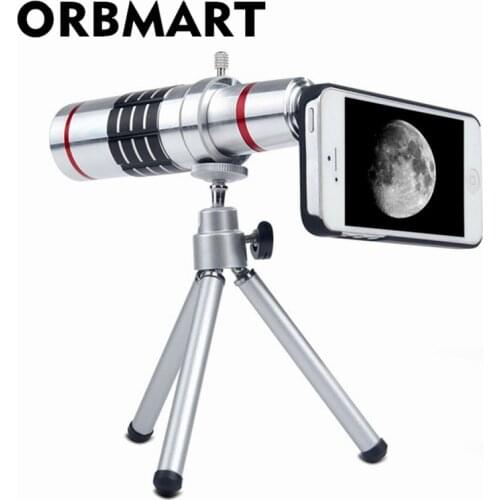 ORBMART Aluminum 18X Optical Zoom Telescope Camera Lens For Samsung S6 Plus S7 S7 Edge iPhone 6 6s Plus With Back Case