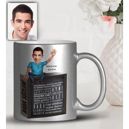 Personalized Fathers Day Themed Caricature Of Silver Trophy cup 32-436