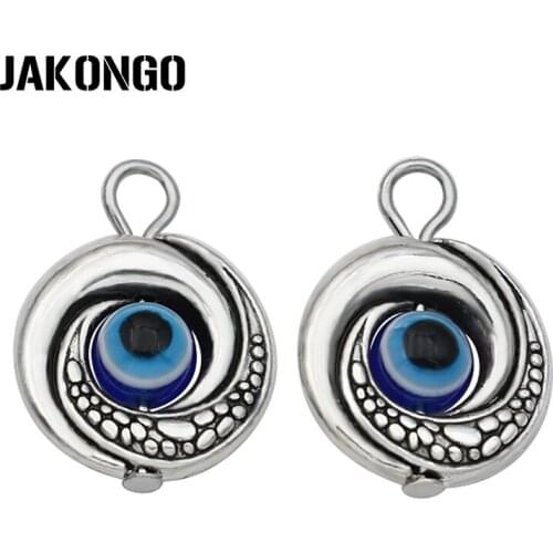 JAKONGO Tibetan Silver Plated Evil Eye Charms Pendants for Jewelry Making Bracelet Accessories DIY Craft 20x15mm 10pcs/lot