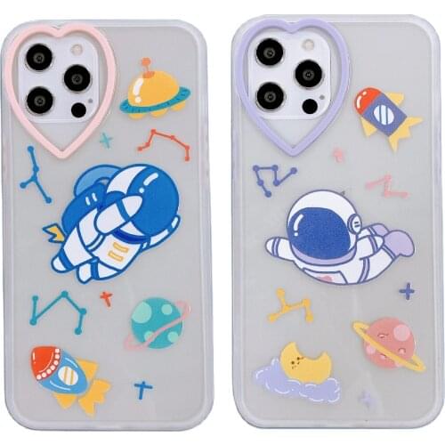 Lovely Astronauts Transparent Case for iPhone 12 Pro Max Back Phone Cover for 12 Mini 11 Pro Max X XS XR 8 7 Plus SE 2020 Capa