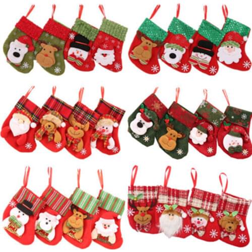 Christmas Stocking Merry Christmas Decorations for Home decor Children Fireplace Tree 2020 Xmas Socks Gift Candy Bag New Year