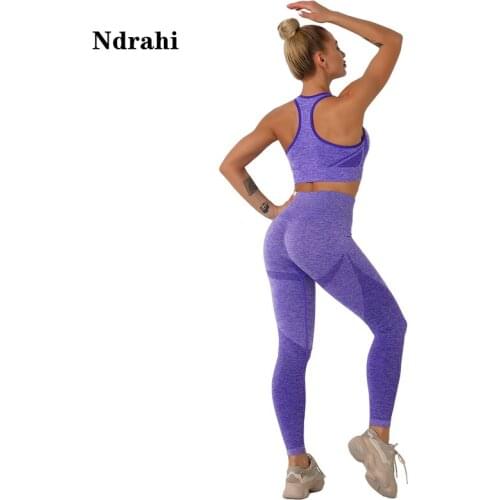 Sexy Seamless Sports Set For Women Yoga Suit Summer Running Clothes Sports Bra High Waist Leggings Gym Wear Workout Dress