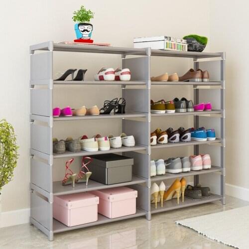 DIY Shoe Rack Space Saving Stand Footwear Double Row Shoe Rack Organizer Living Room Furniture Shoes Storage Rack Shoe Cabinet