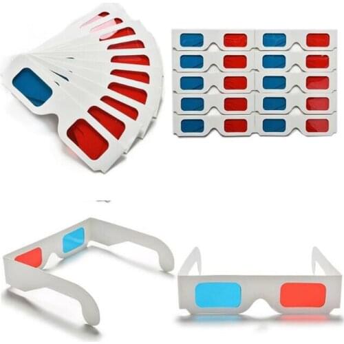 Universal 50 Pairs * Paper 3D Glasses Red & Blue Frame Glasses Fast Shipping
