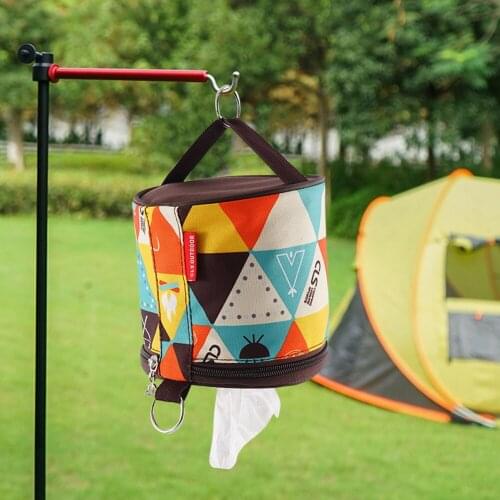 Ethnic Style Paper Towel Tissue Hanging Holder Case Multifunctional Outdoor Camping Hiking Picnic Toilet Roll Paper Storage Box