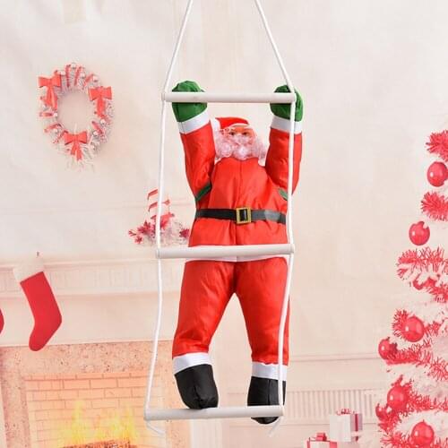 Climbing Ladder Cloth Santa Claus Wall Hanging Decor Christmas Tree Decoration Pendant Climbing Rope Santa Claus 50CM