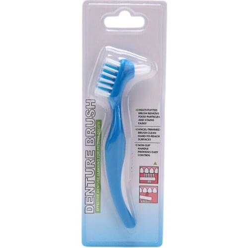 1PCS Denture Brush Non-slip Handle Dual-Head False Teeth Toothbrush Denture Supplies Multi-Layered Denture Cleaning Brush