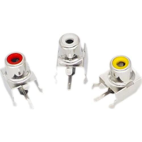 10pcs White/Yellow/Red RCA AV with the core socket hole seat 2 pin PCB soldering audio video jack lotus seat AV-8.4-3 AV-103B