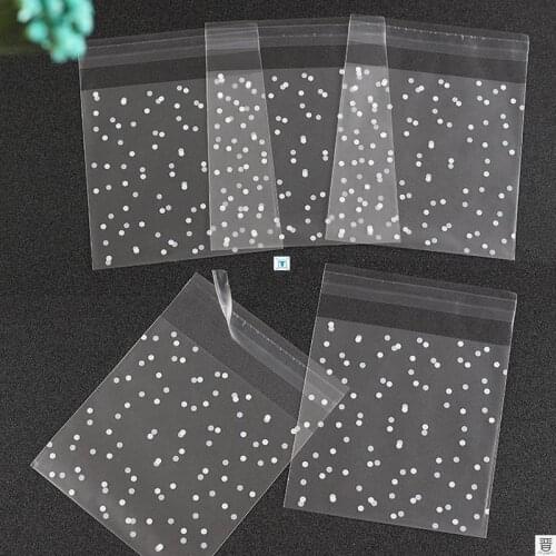 100pcs/lot Translucent dots Plastic cookie packaging bags cupcake wrapper self adhesive bags Birthday Party Wedding decorations