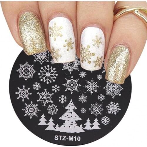5Pcs Round Christmas Nail Art Stamping Plate Stamp Image Manicure Templates Beauty Nail Tool