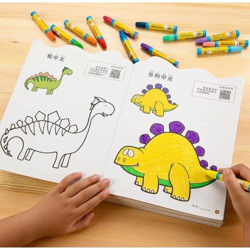 8 Books/set Cute Coloring Dinosaur coloring Book For Children Kids Relieve Stress Kill Time Graffiti Painting Drawing Art Books