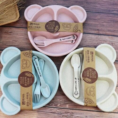 Baby Safe Silicone Dining Plate Solid Cute Cartoon Children Dishes Toddler Training Tableware Kids Feeding Bowls Infant Care