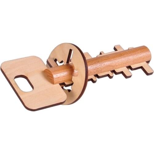 Wooden Toy Unlock Puzzle Key Classical Brain Teaser Puzzle Funny Kong Ming Lock Toys Intellectual Educational For Children Adult