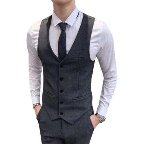 Mens Business Casual Slim Vest Fashion Mens Solid Color Single Button Vest for Mens Simple Mens Spring and Autumn S-4XL
