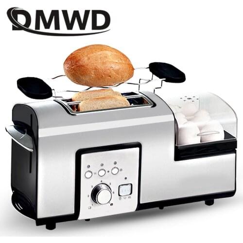DMWD Electric Stainless steel Toaster Breakfast Sandwich Bread Baking Machine Eggs Boiler Steamer Poacher Omelette Frying Pan EU