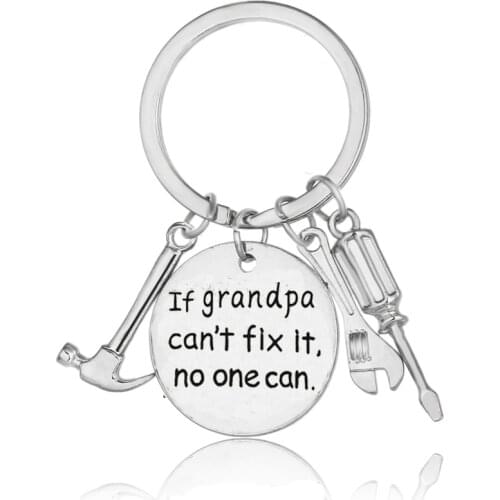 'If Grandpa Can't Fix It.No One Can'Gift For Grandad Keychain Tools Key Chains Family Grandfather Gift Birthday Engraved Pendant