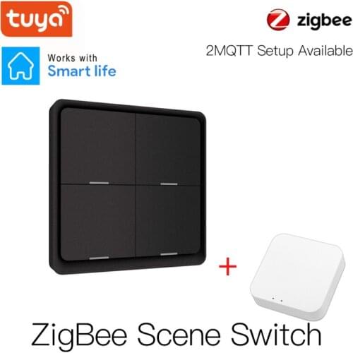 4 Gang Tuya ZigBee Wireless 12 Scene Switch Push Button Controller Battery Powered Automation Scenario For Tuya Devices