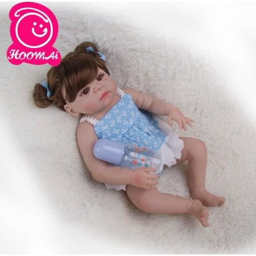 18" Full Body Hair Toy Doll Bebe Soft Silicone Realistic Baby Smooth Vinyl Body Lovely Baby Silicone Baby Dolls Kids Toys