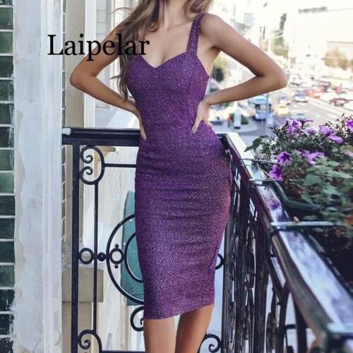 Laipelar Sparkly Sequins Dress Women Birthday Party Costume Dress Backless Sleeveless Bodycon Dresses