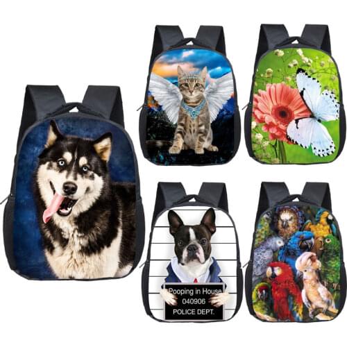 12 Inch Animal Dog / Parrot / Cat / Butterfly Small Backpack Boys Girls Kindergarten Bag Children School Bags Toddler Backpack