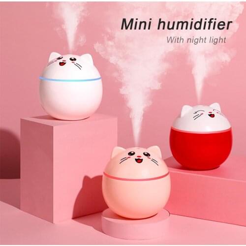 Mini Cute Pet Cat Ultrasonic Air Humidifier Portable Creative Aroma Diffuser Home Car With USB LED Night Light Air Mist Purifier