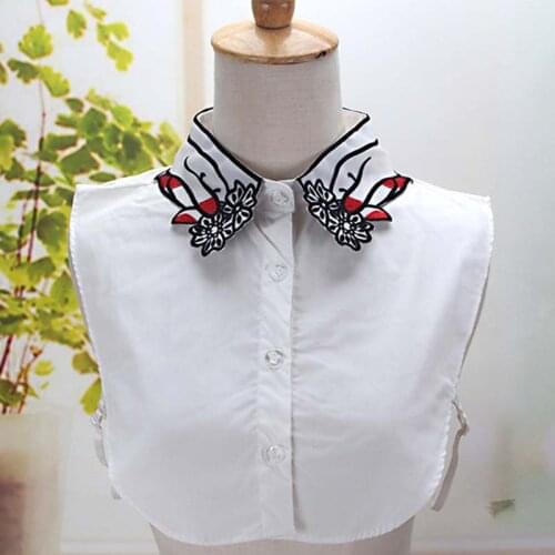 Multiple Chiffon Embroidery Flowers Fake Collar Simple Fashion Imitation Collar Striped Sweaters Shirt Womens Fake Tie