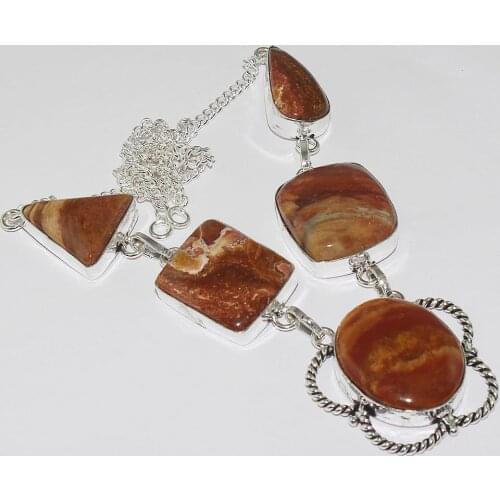 Mookaite Jaspers Necklace Silver Overlay over Copper , 38.5cm, N1152