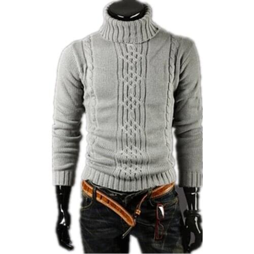 2020 Winter New Mens Thick Warm Turtleneck Elasticity Sweater Irregular Fashion Tide Models Fitted British Free shipping