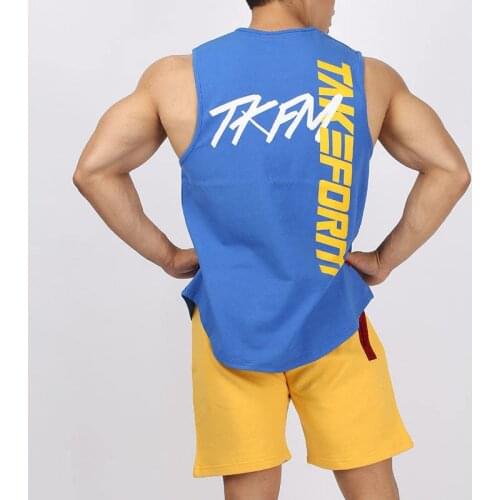 2021 New Gym Clothing Mens Fitness Tank Top Cotton Bodybuilding Stringer Tanktop Muscle Singlet Workout Sleeveless Shirt