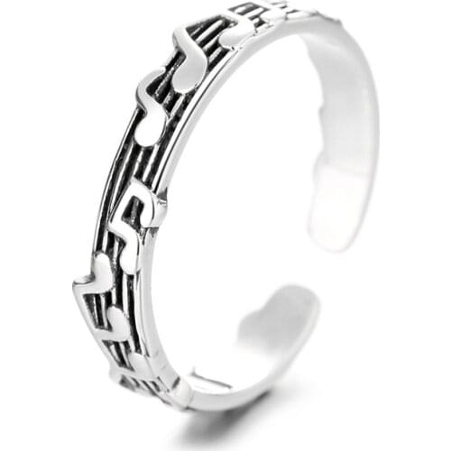 New Alloy Retro Five-line Sheet Music Simple Note Opening Adjustable Ring Female Women Lovers Wedding Jewelry Engagement Gifts
