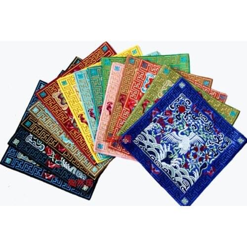 Wholesale 3pcs Chinese Embroidered Silk Mouse Mat Cup&Telphone&Desk Coasters Mat