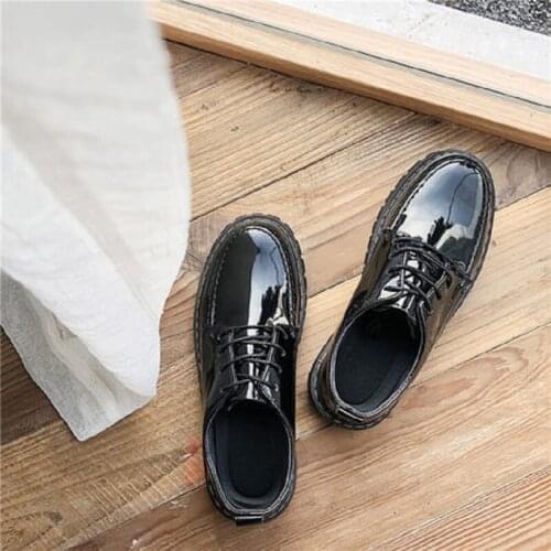 Autumn leather shoes mens Korean version of all-match student patent leather shoes youth British black small leather shoes
