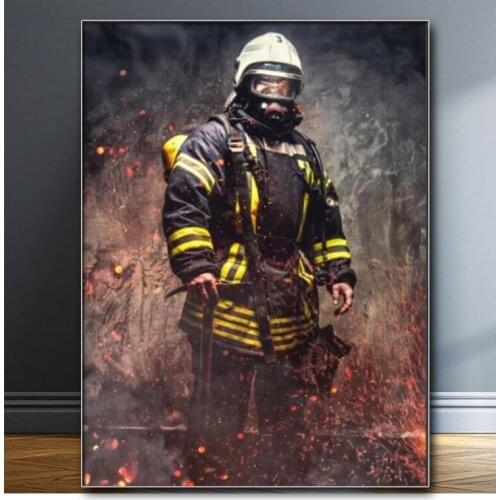 Full square diamond painting Hero Fireman 5d cross stitch set diamond embroidery full round drill mosaic diamond art Firefighter